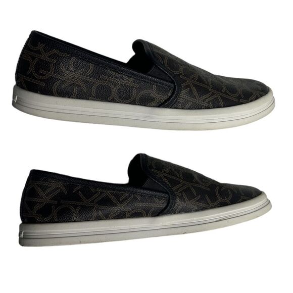 Calvin Klein Bown Slip On Shoes Logo Print Skater Flat Sneakers Loafers - Picture 3 of 7